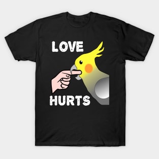 Love Hurts Cockatiel Male Parrot Biting T-Shirt